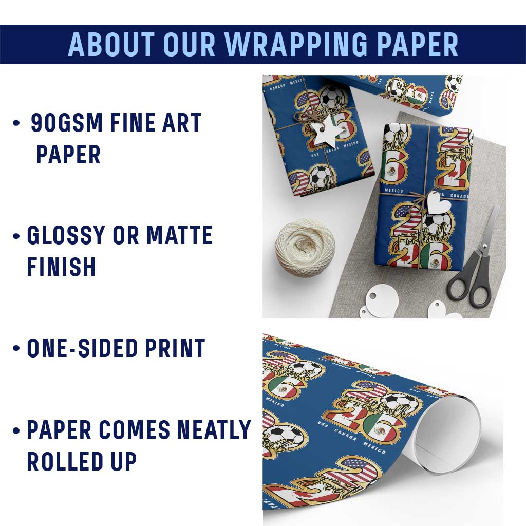 Soccer Football Lover Wrapping Paper Roll USA Canada Mexico Pride 2026