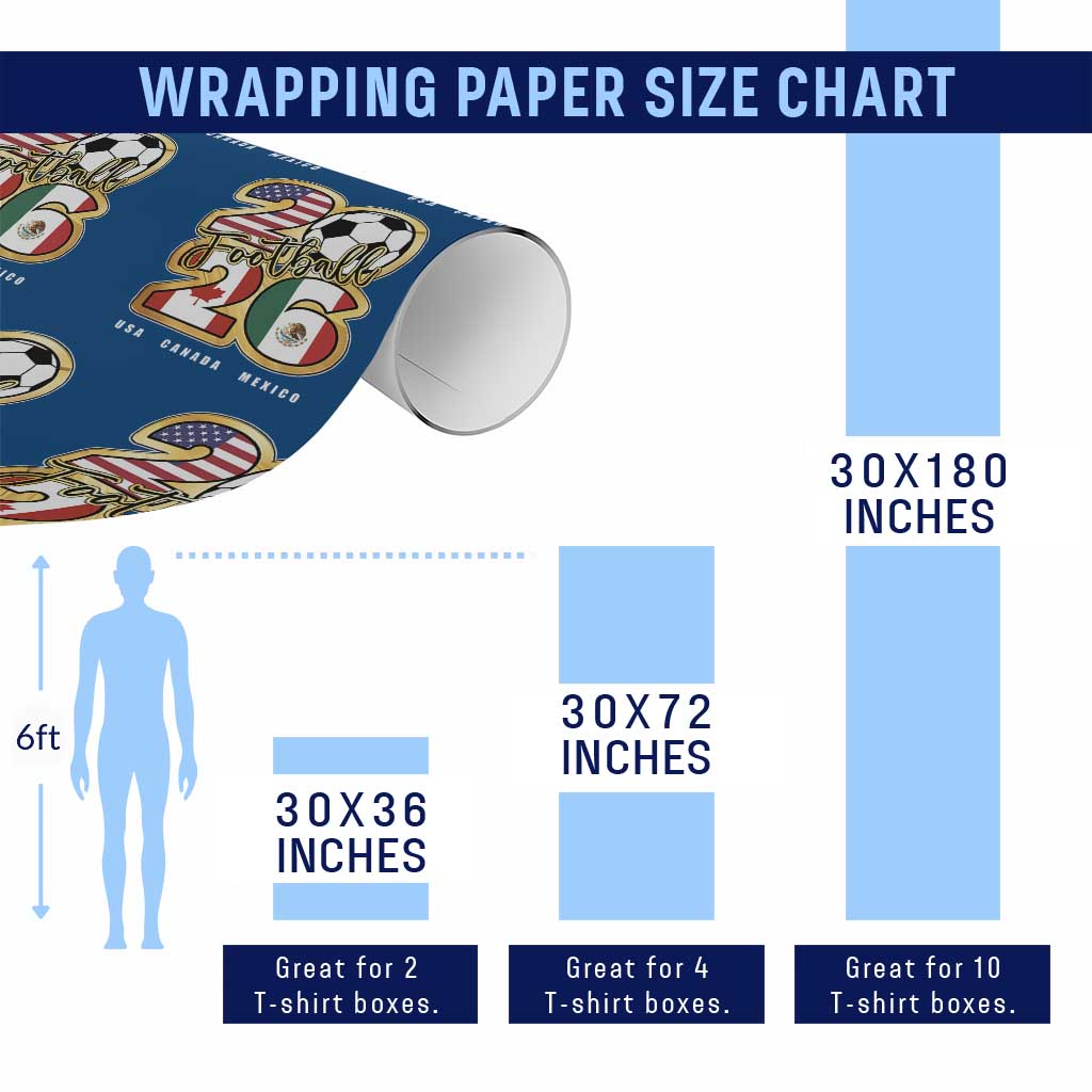 Soccer Football Lover Wrapping Paper Roll USA Canada Mexico Pride 2026