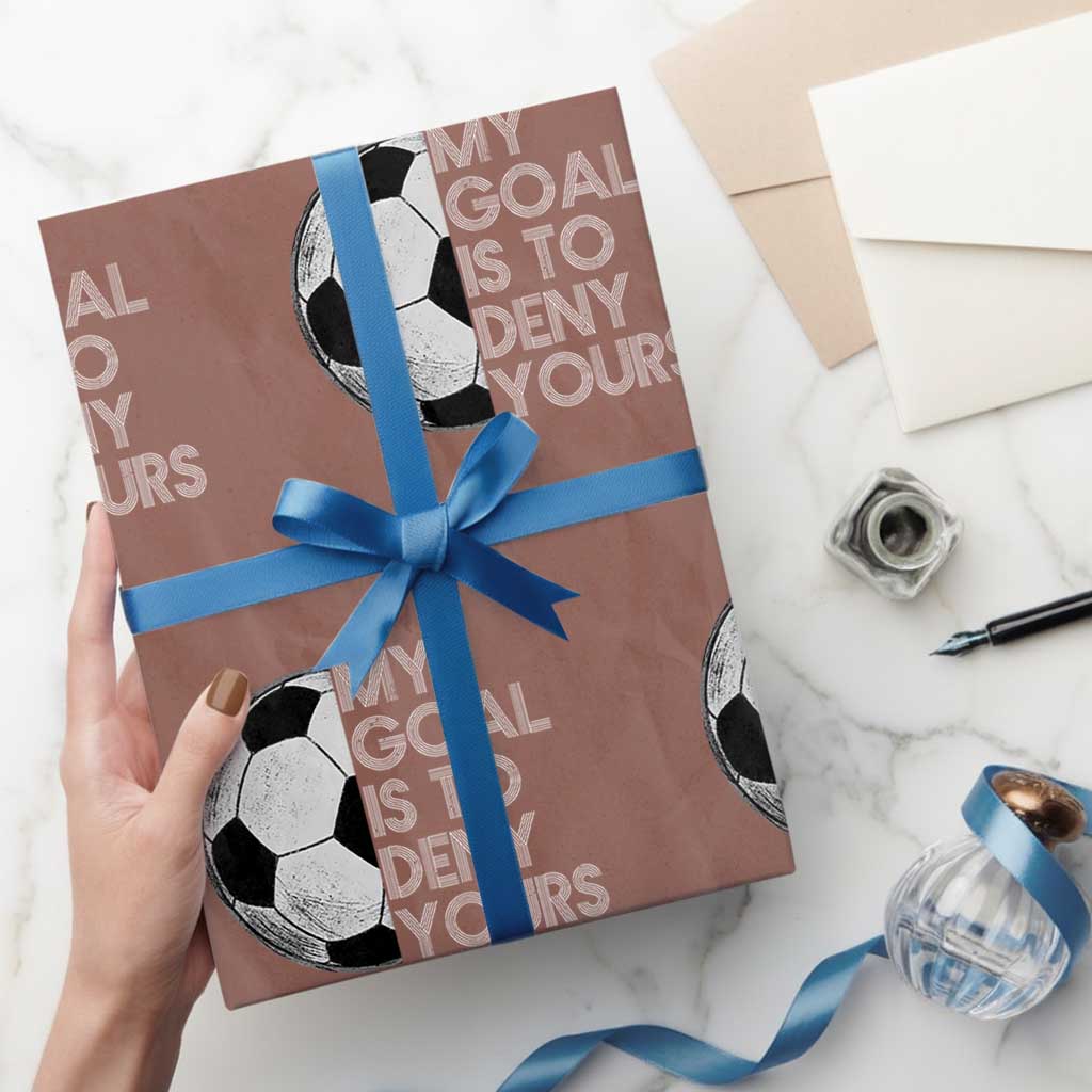 Soccer Goalie Wrapping Paper Roll My Goal Is To Deny Yours Distressed Goalkeeper