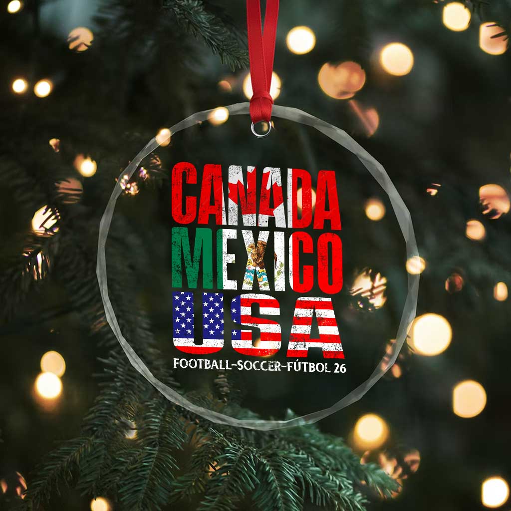 Soccer Lover Crystal Glass Ornament Canada Mexico USA Pride Football Futbol 2026