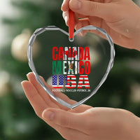 Soccer Lover Heart Crystal Glass Ornament Canada Mexico USA Pride Football Futbol 2026