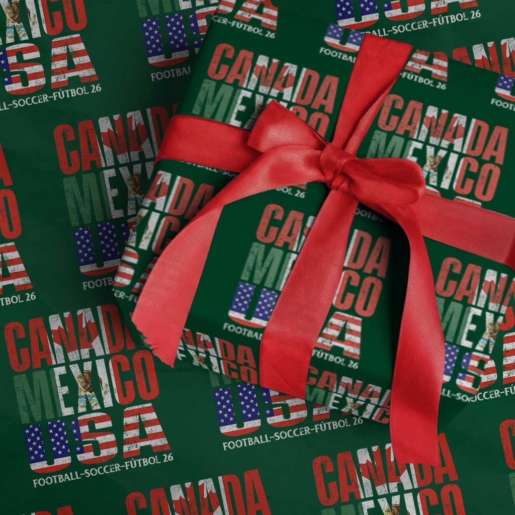 Soccer Lover Wrapping Paper Roll Canada Mexico USA Pride Football Futbol 2026