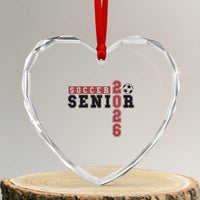 Soccer Senior Class of 2026 Typography Graphic Heart Crystal Glass Ornament High School Varsity Athlete Graduation Gift