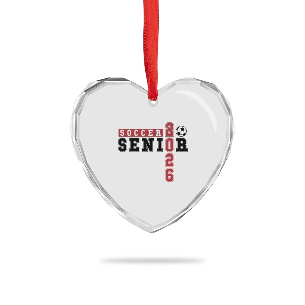 Soccer Senior Class of 2026 Typography Graphic Heart Crystal Glass Ornament High School Varsity Athlete Graduation Gift