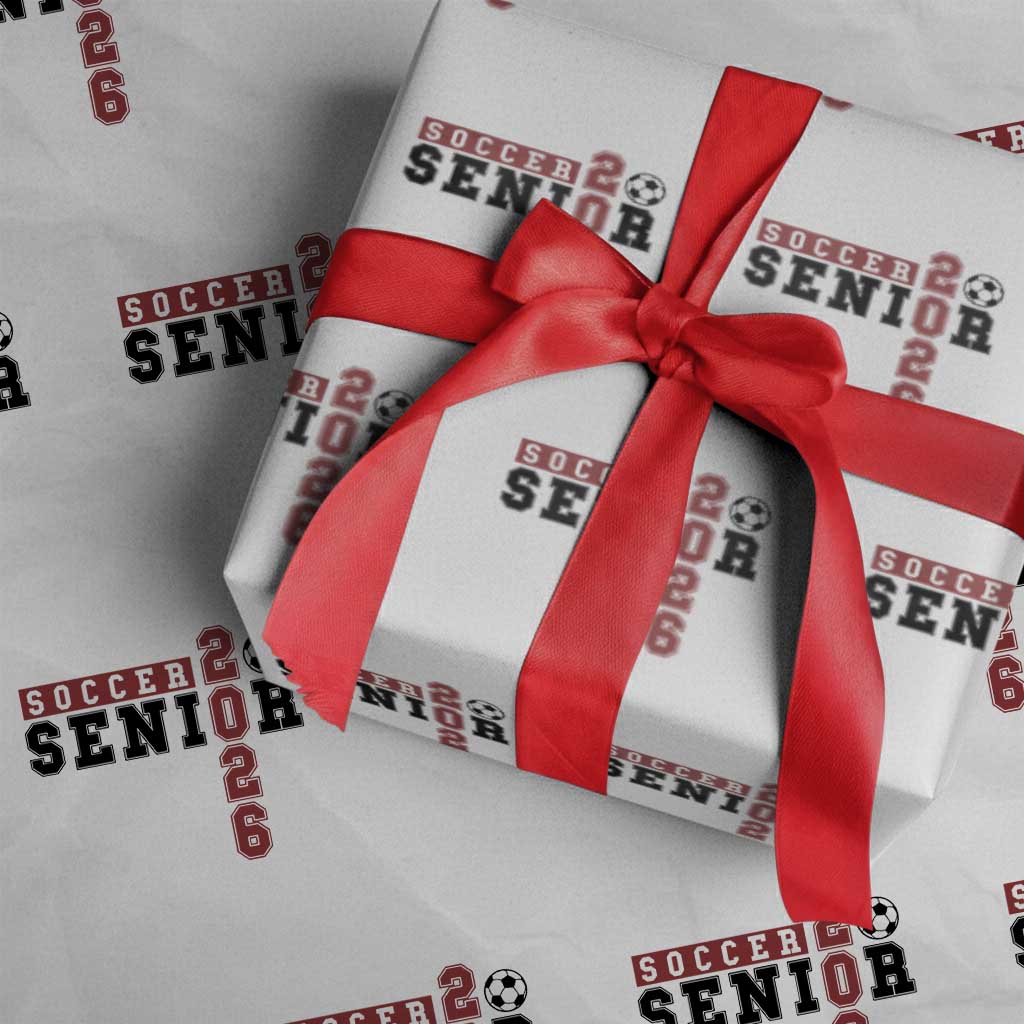 Soccer Senior Class of 2026 Typography Graphic Wrapping Paper Roll High School Varsity Athlete Graduation Gift