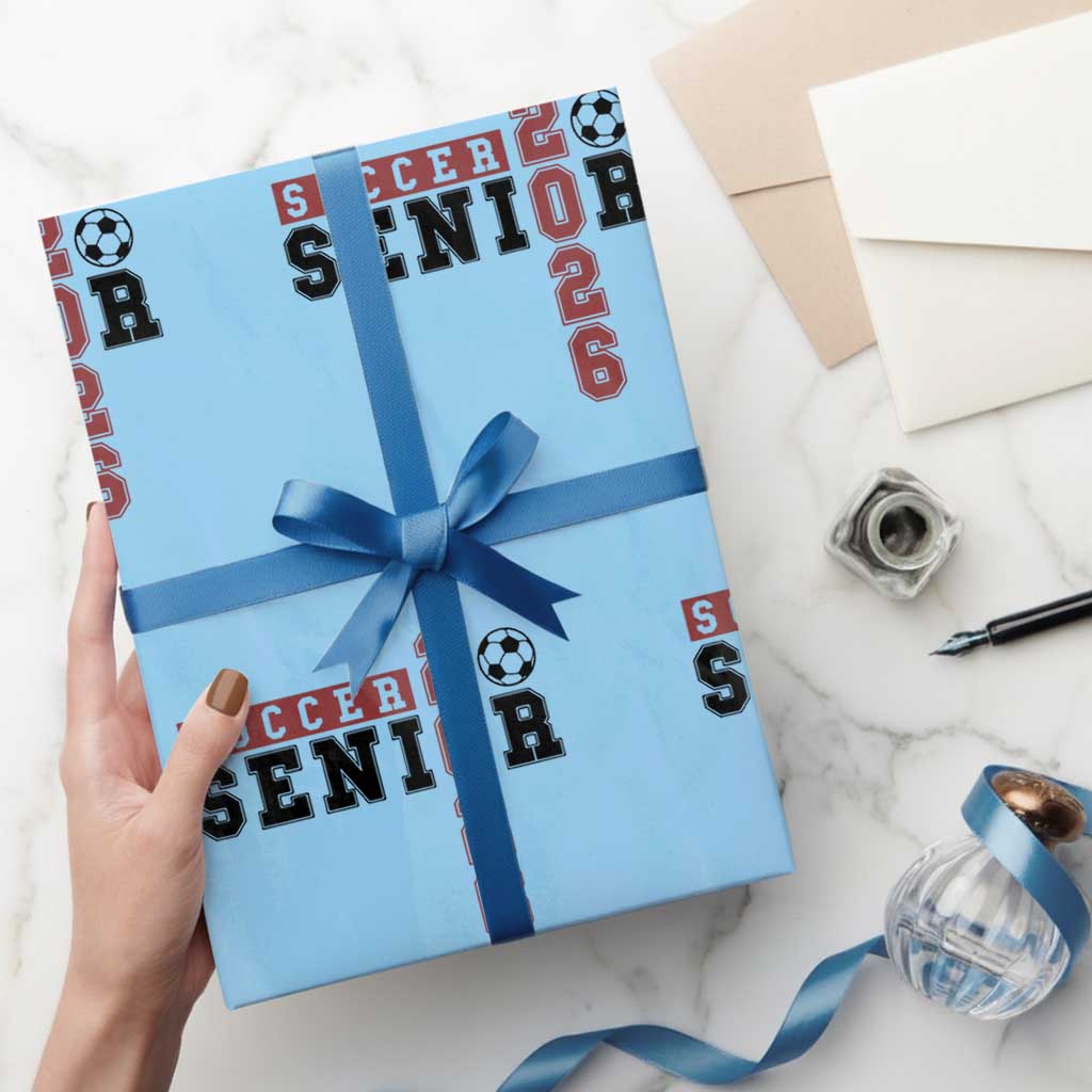 Soccer Senior Class of 2026 Typography Graphic Wrapping Paper Roll High School Varsity Athlete Graduation Gift