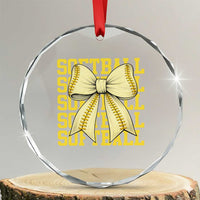 Softball Bow Crystal Glass Ornament Sister Sport Lovers Girls Team
