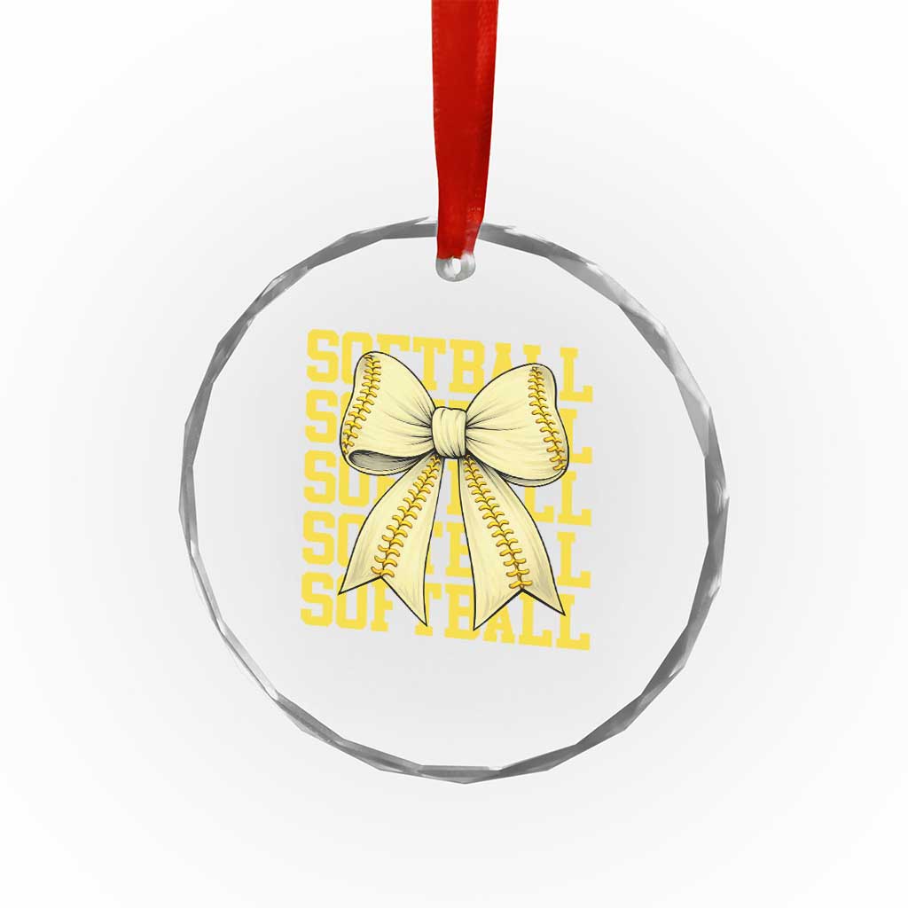 Softball Bow Crystal Glass Ornament Sister Sport Lovers Girls Team