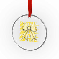 Softball Bow Crystal Glass Ornament Sister Sport Lovers Girls Team