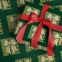 Softball Bow Wrapping Paper Roll Sister Sport Lovers Girls Team