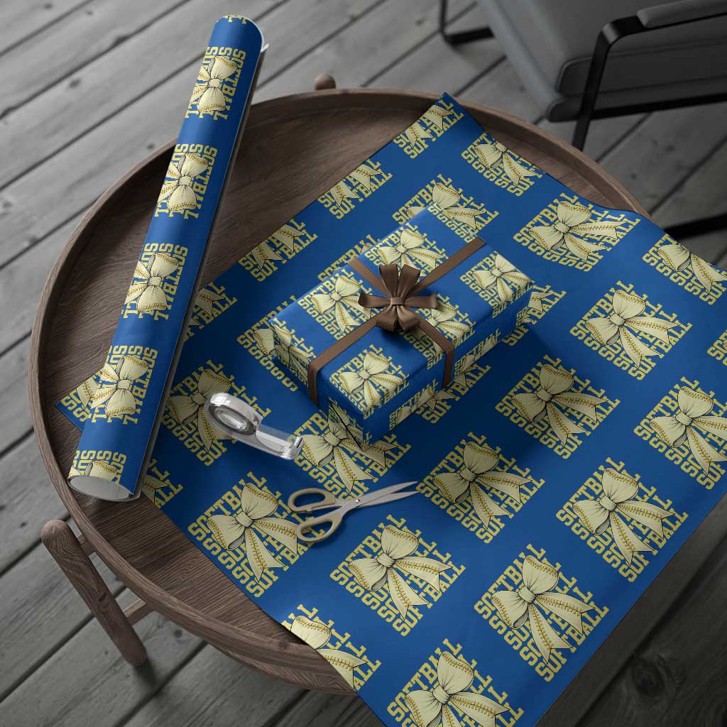 Softball Bow Wrapping Paper Roll Sister Sport Lovers Girls Team