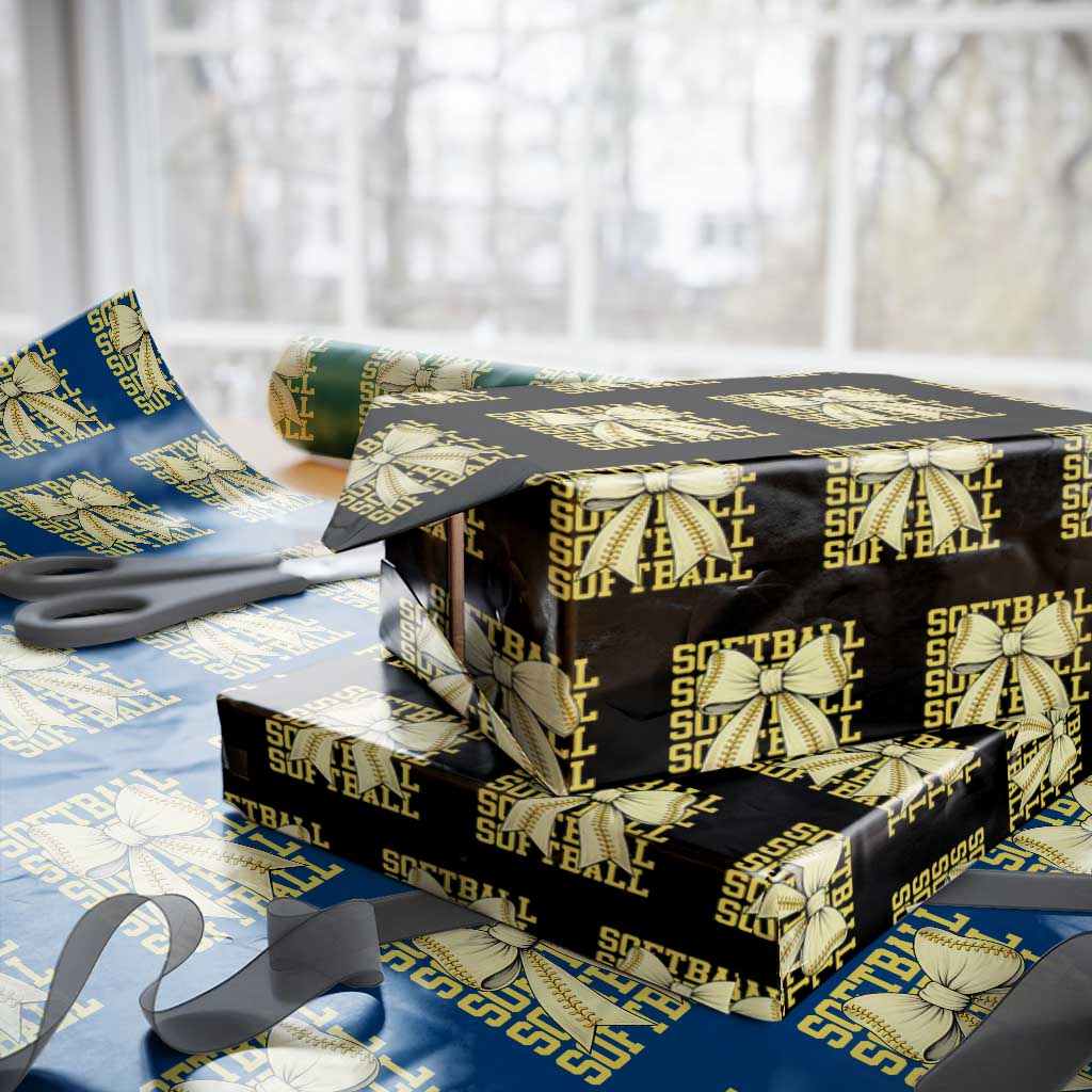 Softball Bow Wrapping Paper Roll Sister Sport Lovers Girls Team