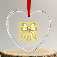 Softball Bow Heart Crystal Glass Ornament Sister Sport Lovers Girls Team