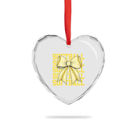 Softball Bow Heart Crystal Glass Ornament Sister Sport Lovers Girls Team