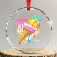 Softball Drip Crystal Glass Ornament Cute Softball Girls Ice Cream Drip Game Day