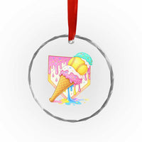 Softball Drip Crystal Glass Ornament Cute Softball Girls Ice Cream Drip Game Day