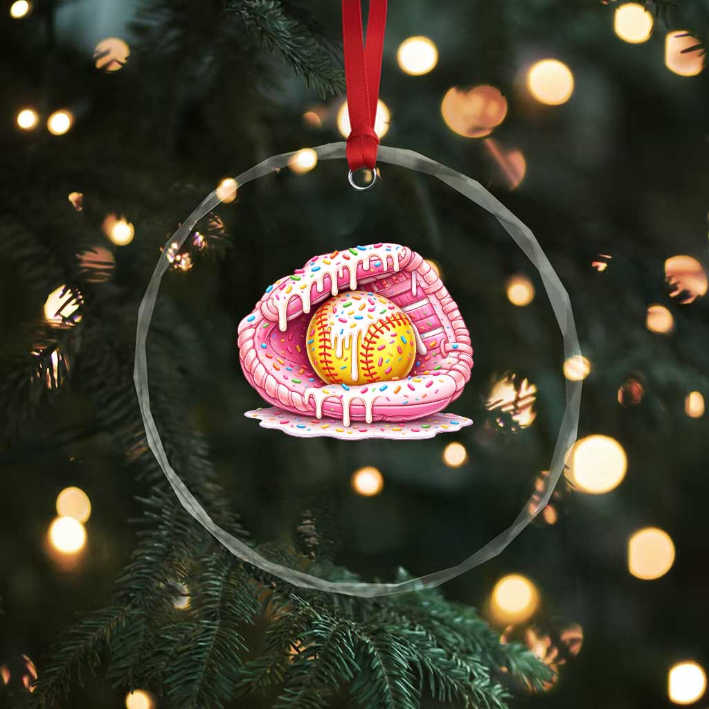 Softball Drip Crystal Glass Ornament Ice Cream Sprinkles Softball Glove Girls Kid