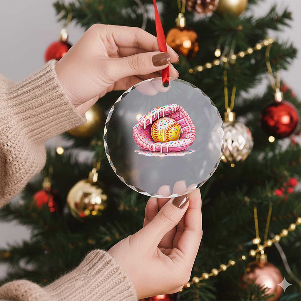 Softball Drip Crystal Glass Ornament Ice Cream Sprinkles Softball Glove Girls Kid