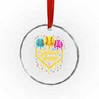 Softball Drip Crystal Glass Ornament Ice Cream Sprinkles Softball Life Style