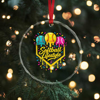 Softball Drip Crystal Glass Ornament Ice Cream Sprinkles Softball Life Style