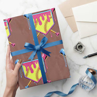 Softball Drip Wrapping Paper Roll Ice Cream Drip Youth Girls Softball Sport