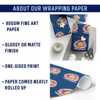 Softball Drip Wrapping Paper Roll Ice Cream Sprinkles Softball Glove Girls Kid