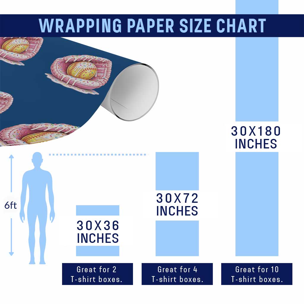 Softball Drip Wrapping Paper Roll Ice Cream Sprinkles Softball Glove Girls Kid