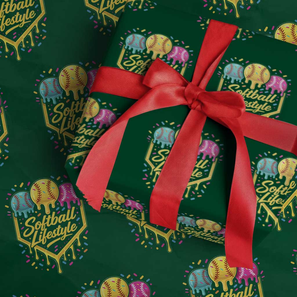 Softball Drip Wrapping Paper Roll Ice Cream Sprinkles Softball Life Style