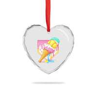 Softball Drip Heart Crystal Glass Ornament Cute Softball Girls Ice Cream Drip Game Day