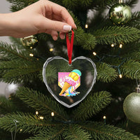 Softball Drip Heart Crystal Glass Ornament Cute Softball Girls Ice Cream Drip Game Day