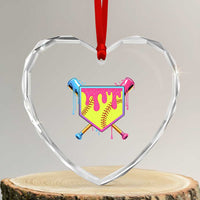Softball Drip Heart Crystal Glass Ornament Ice Cream Drip Youth Girls Softball Sport