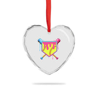 Softball Drip Heart Crystal Glass Ornament Ice Cream Drip Youth Girls Softball Sport