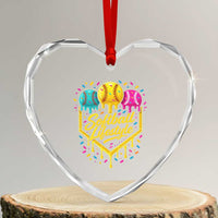 Softball Drip Heart Crystal Glass Ornament Ice Cream Sprinkles Softball Life Style