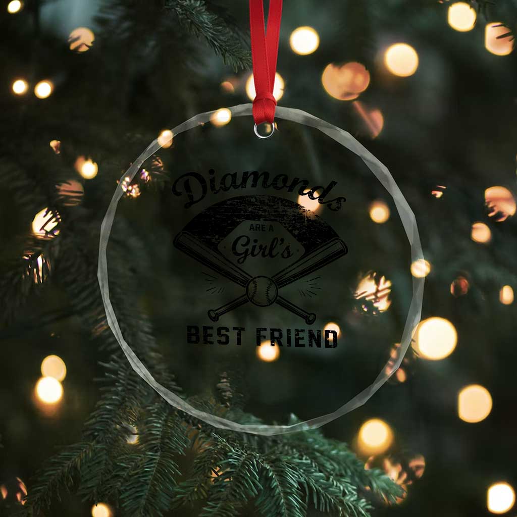Softball Mom Gift Crystal Glass Ornament Diamonds Are A Girls Best Friend