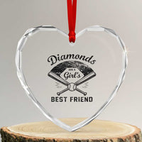 Softball Mom Gift Heart Crystal Glass Ornament Diamonds Are A Girls Best Friend