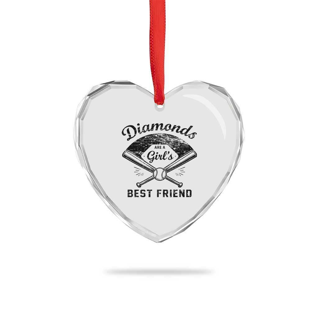 Softball Mom Gift Heart Crystal Glass Ornament Diamonds Are A Girls Best Friend