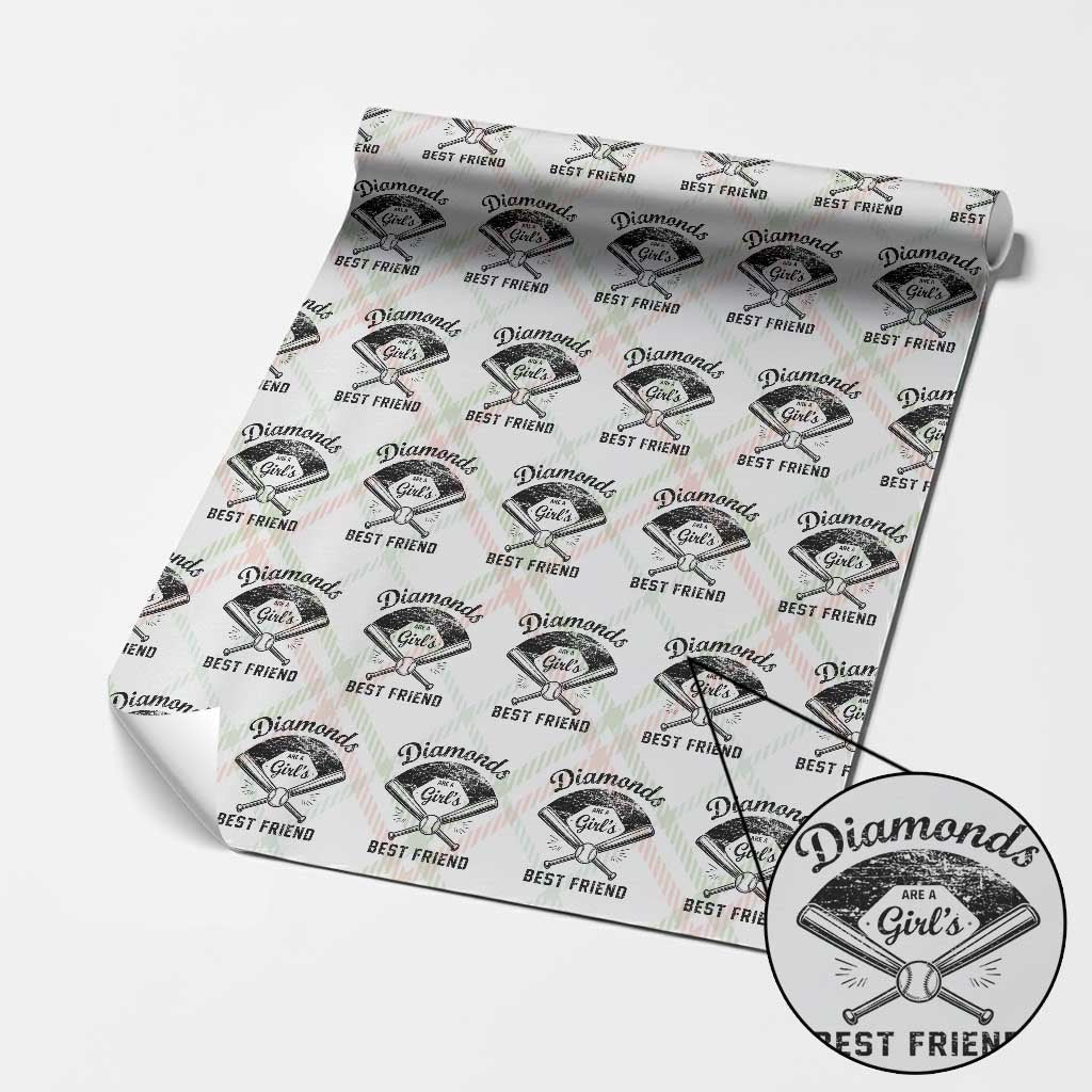 Softball Mom Gift Wrapping Paper Roll Diamonds Are A Girls Best Friend