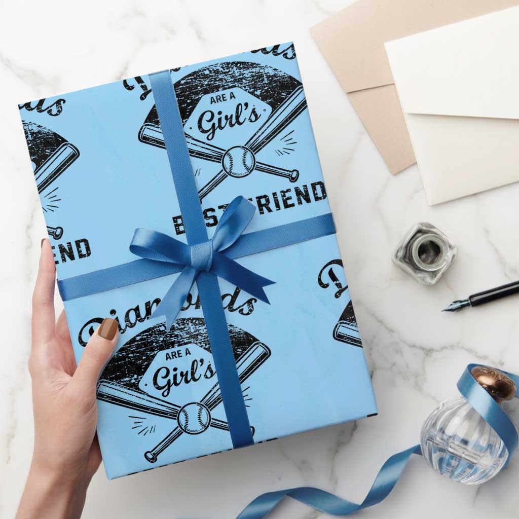 Softball Mom Gift Wrapping Paper Roll Diamonds Are A Girls Best Friend