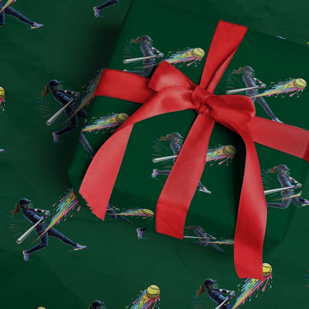 Softball Player Drip Wrapping Paper Roll