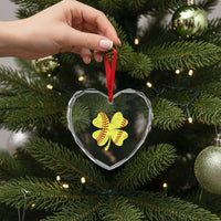 Softball St Patricks Day Irish Clover Sport Heart Crystal Glass Ornament