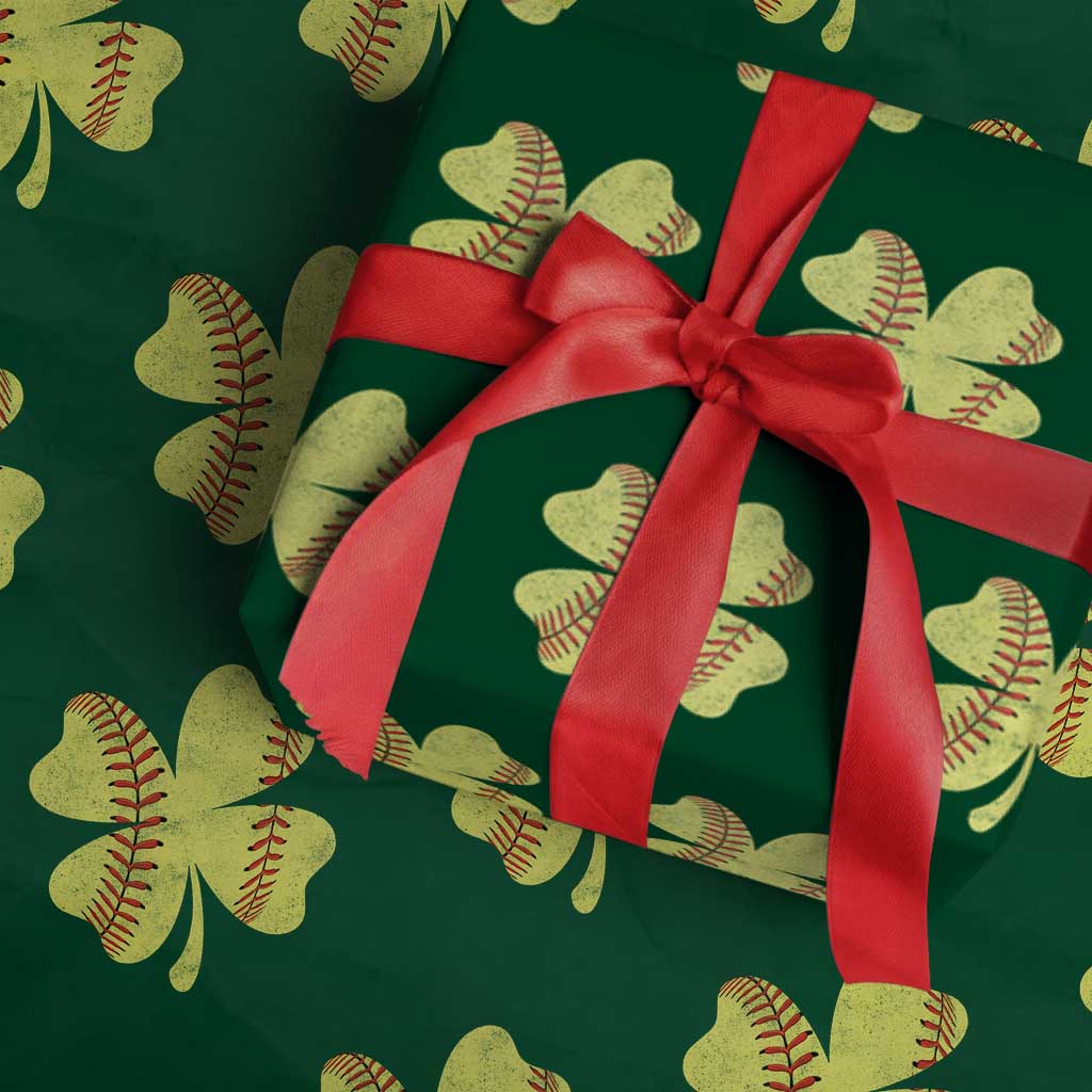 Softball St Patricks Day Irish Clover Sport Wrapping Paper Roll