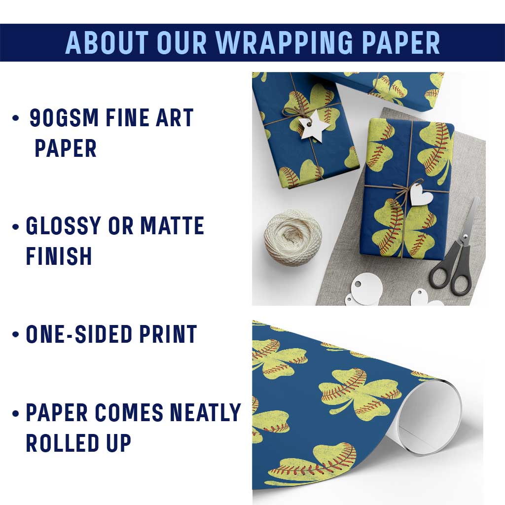 Softball St Patricks Day Irish Clover Sport Wrapping Paper Roll
