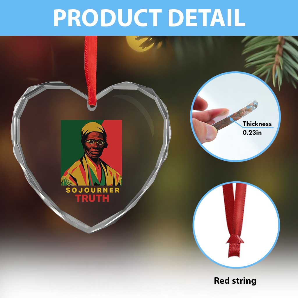 Sojourner Truth Heart Crystal Glass Ornament Black History Month