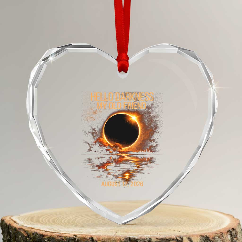 Solar Eclipse 2026 Heart Crystal Glass Ornament Hello Darkness 12 August 2026 Totality Gift
