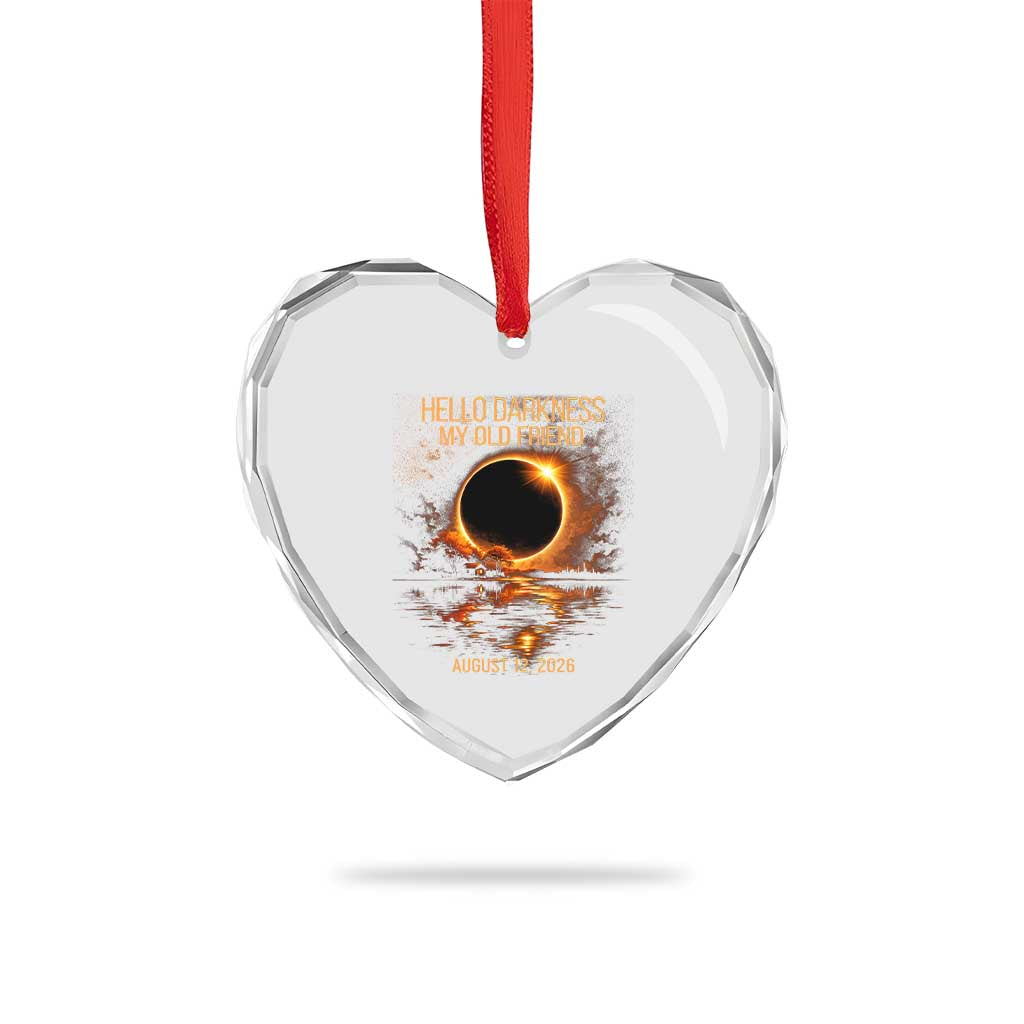 Solar Eclipse 2026 Heart Crystal Glass Ornament Hello Darkness 12 August 2026 Totality Gift