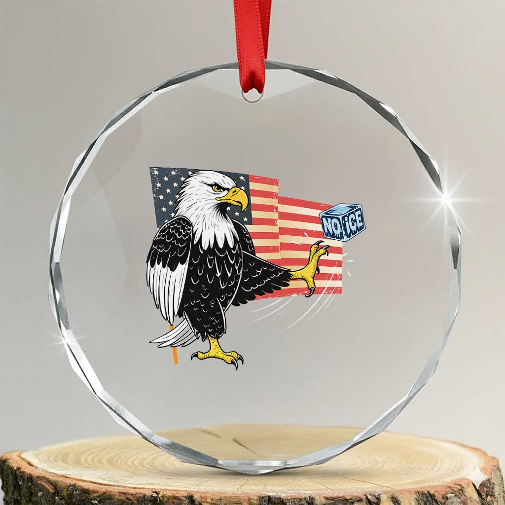 Solidarity With Minneapolis Crystal Glass Ornament American Eagle No Ice Please Support