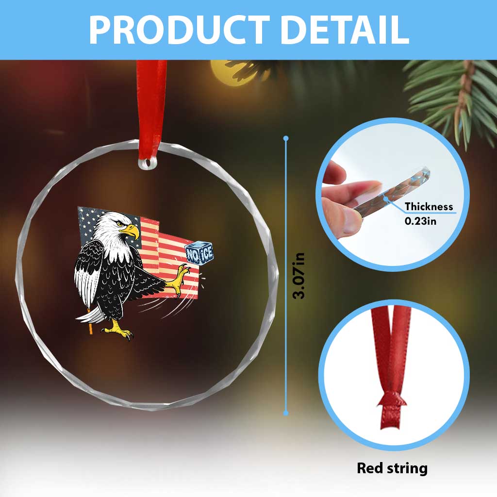 Solidarity With Minneapolis Crystal Glass Ornament American Eagle No Ice Please Support