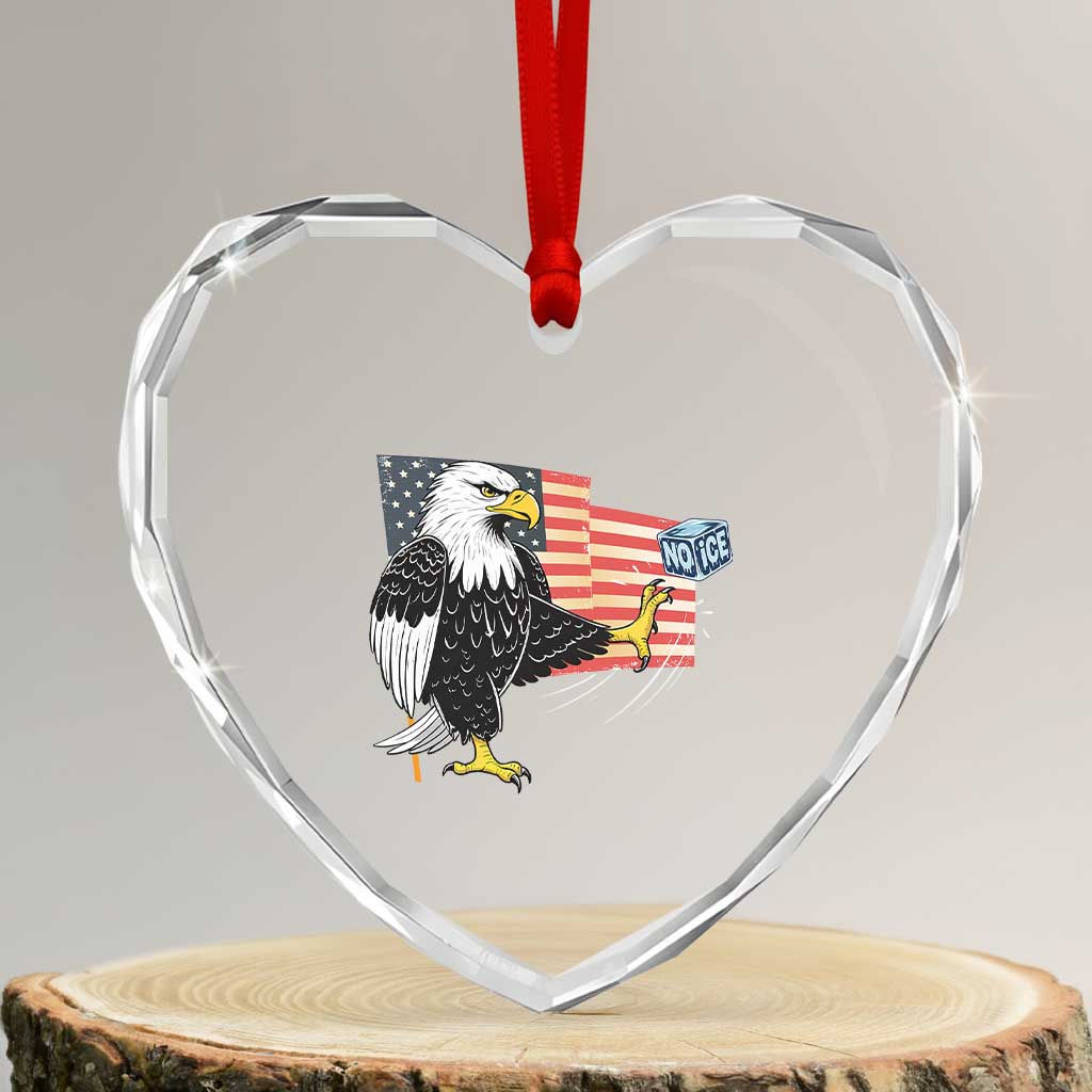 Solidarity With Minneapolis Heart Crystal Glass Ornament American Eagle No Ice Please Support