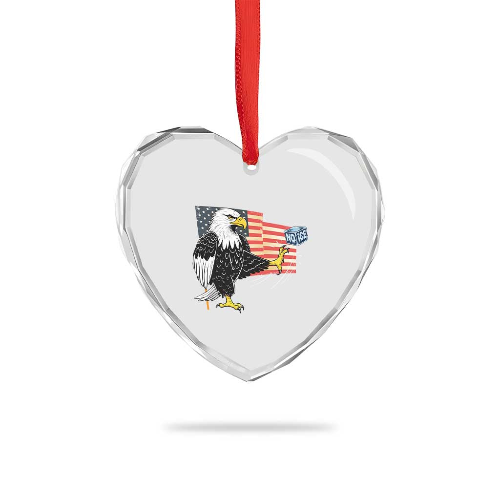 Solidarity With Minneapolis Heart Crystal Glass Ornament American Eagle No Ice Please Support