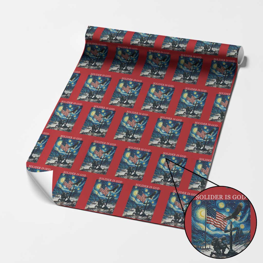 Solider Army Christian Wrapping Paper Roll Cross Starry Night Faith Patriotic Jesus - Wonder Print Shop